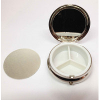 Таблетница для сублимации (шкатулка для пилюль и таблеток, круглая D=4см, с зеркалом)
