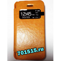 Чехол для iPhone 5/5S, (оранжевый, кожзам книжка ) для сублимации