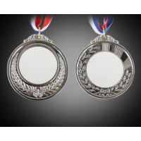 Медали под сублимацию серебро АРТ (Комплектация : медаль, вкладыш для медали, лента.) Двухсторонняя
