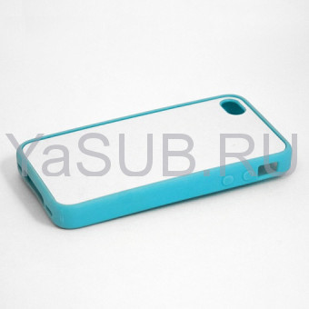 Чехол для iPhone 4/4S (резиновый, голубой) для сублимации